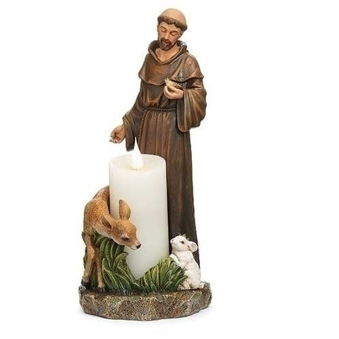 Saint Francis With Deer And Bunny Candle Holder