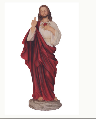 Sacred Heart Of Jesus Statue Hand Painted 10 inch