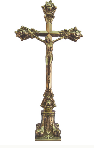 Shiny Brass Crucifix  Church Altar Cross