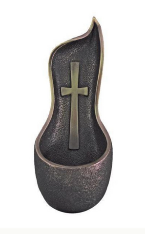 Crucifixion Holy Water Font In Cold Cast Bronze