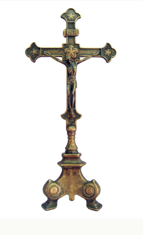 Antiqued Brass Standing Altar Cross
