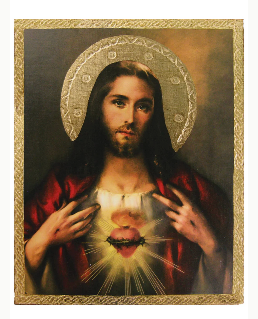 Sacred Heart Of Jesus Florentine Icon Plaque from Italy  Aritst Simone