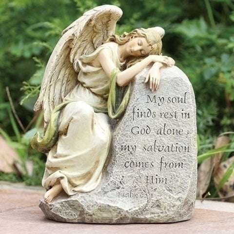 Sleeping Angel Memorial Statue - My Soul Finds Rest In God Alone