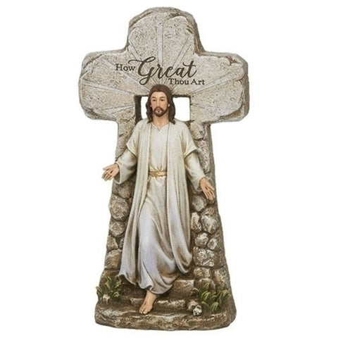 Jesus How Great Tho Art Cross Statue