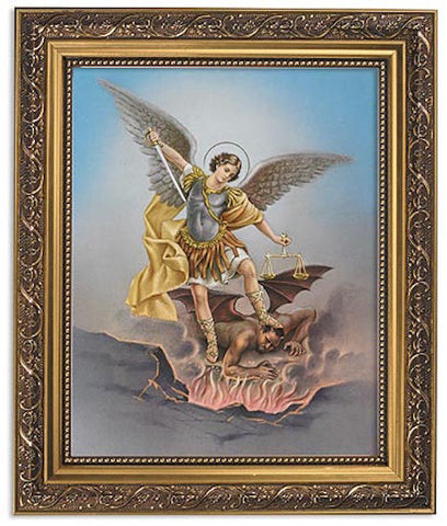 Saint Michael The Protector Print In Ornate Gold Frame