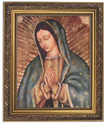 Our Lady Of Guadalupe Praying Catholic Print In Ornate Frame