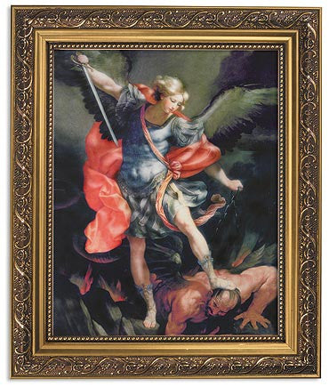 Saint Michael The Protector Print In Ornate Gold Frame By Artist