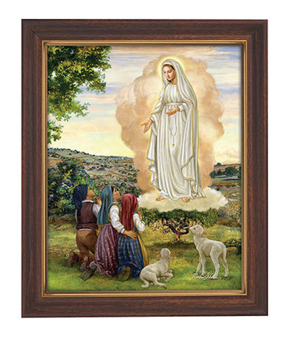 Our Lady Of Fatima Print with Glass In Wood Tone Frame With Glass
