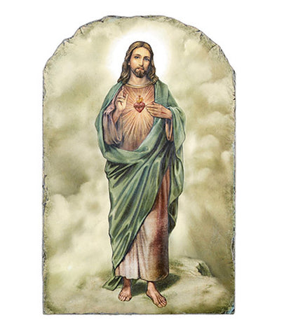 Sacred Heart Of Jesus Arched Tile With Stand By Marco Sevelli