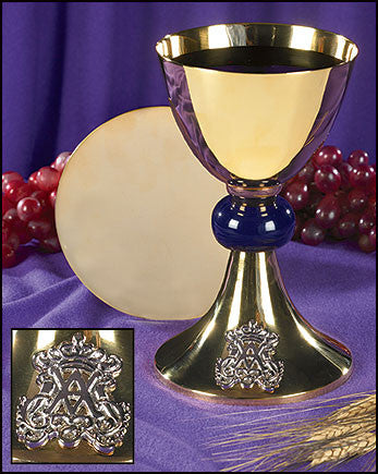 Blessed Mother Mary Chalice And Paten Communion Set
