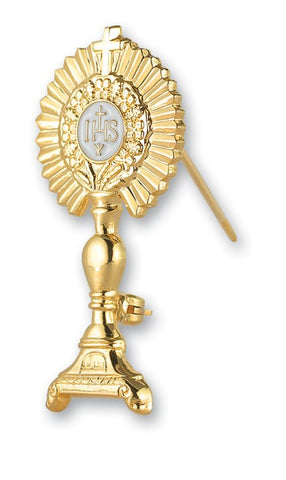 IHS Gold Over Sterling Monstrance Broach or Lapel Pin
