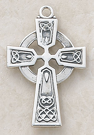 Irish Celtic Sterling Silver Cross on Chain
