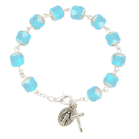 Aqua Blue Rosary Style Bracelet La Verna Collection