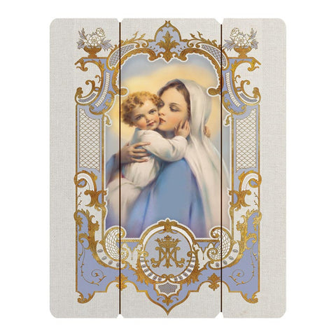 Ave Maria Madonna and Child Wooden Wall plaque