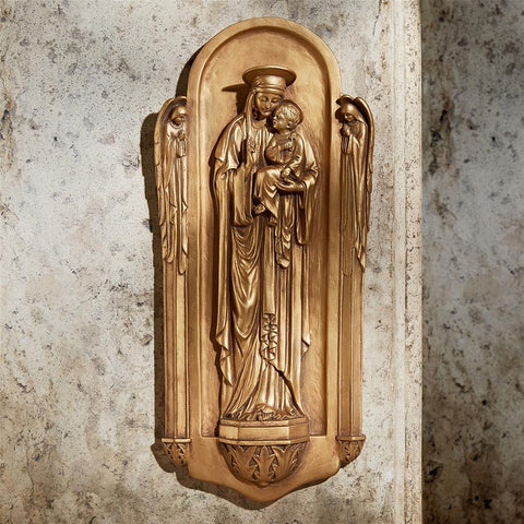Ornate Madonna And Child Wall Sculpture
