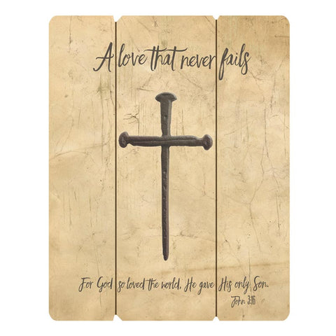 Cross of Nails Wooden Pallet Plaque