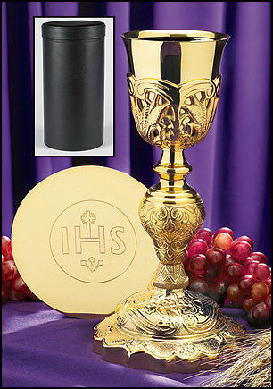 Coronation Chalice with IHS Paten & Case For Communion