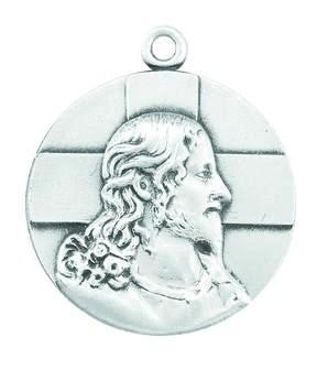 Sterling Silver Profile Of Jesus Christ Medal On Chain