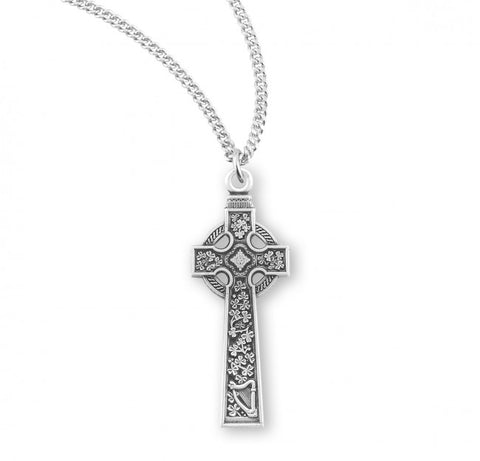 Sterling Silver Irish Celtic Cross On Chain