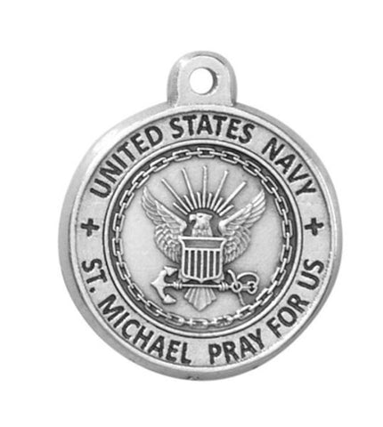 Navy Emblem Saint Michael Medal On 20 Inch Chain
