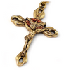 Holy Spirit Faceted Red Glass and Gold Rosary By Ghirelli