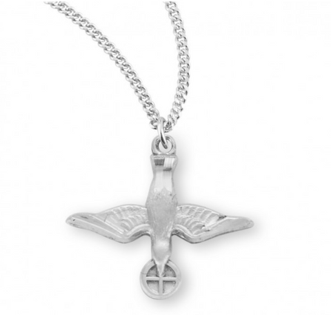 Holy Spirit Dove Sterling Silver Medal Pendant On Chain Confirmation Gift