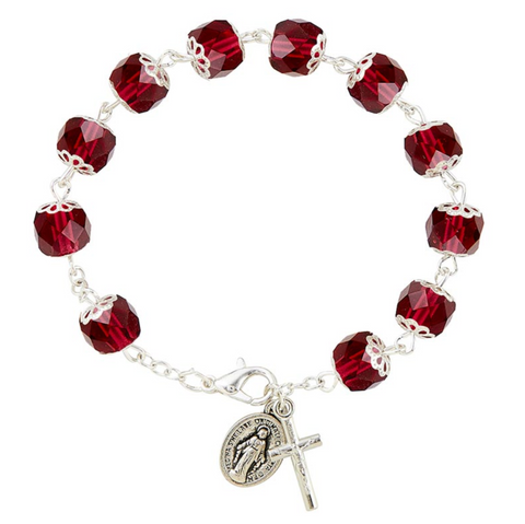 Dark Pink Rosary Style Bracelet La Verna Collection