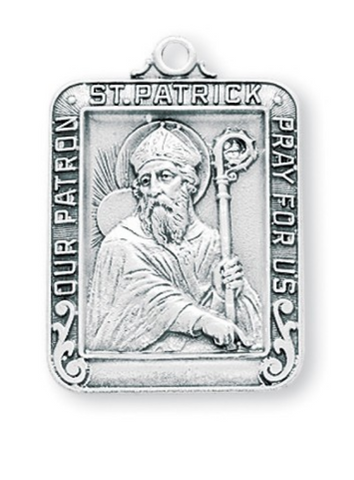 Saint Patrick Sterling Silver Medal On Chain