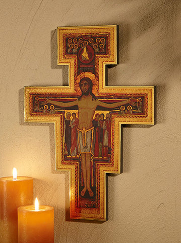 Jesus San Damiano Crucifix Marco Sevelli Florentine Plaque 16 Inch Tall