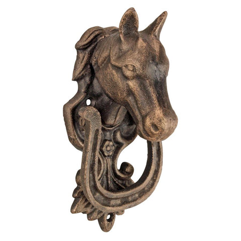 Lucky Horseshoe Stallion Foundry Cast Iron Horse Door Knocker