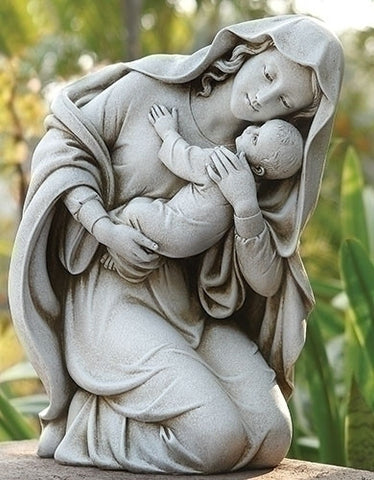 Kneeling Madonna And Child Garden Statue