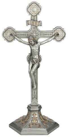 Jesus Hand Pewter Style Altar Cross Large 22 Inch Veronese Collection