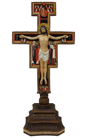 San Damiano Standing Crucifix For Home Or Chapel Large Size 14" Tall