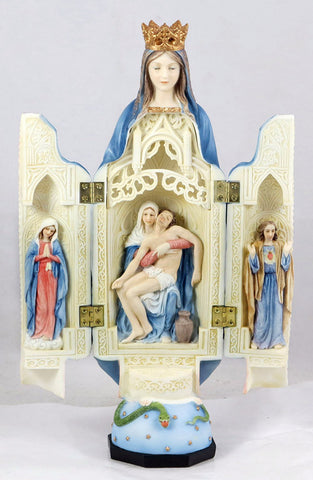 Our Lady of Sorrows Triptych Hand Painted Opens To Show the Pieta Veronese Collection