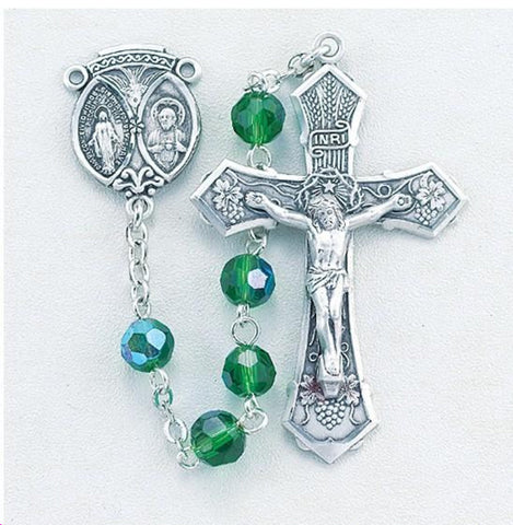 Emerald Aurora Crystal Tin Cut Rosary