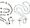 Sterling Silver Wedding Rosary Set for Bride and Groom Aurora Borealis Glass And Boxwood