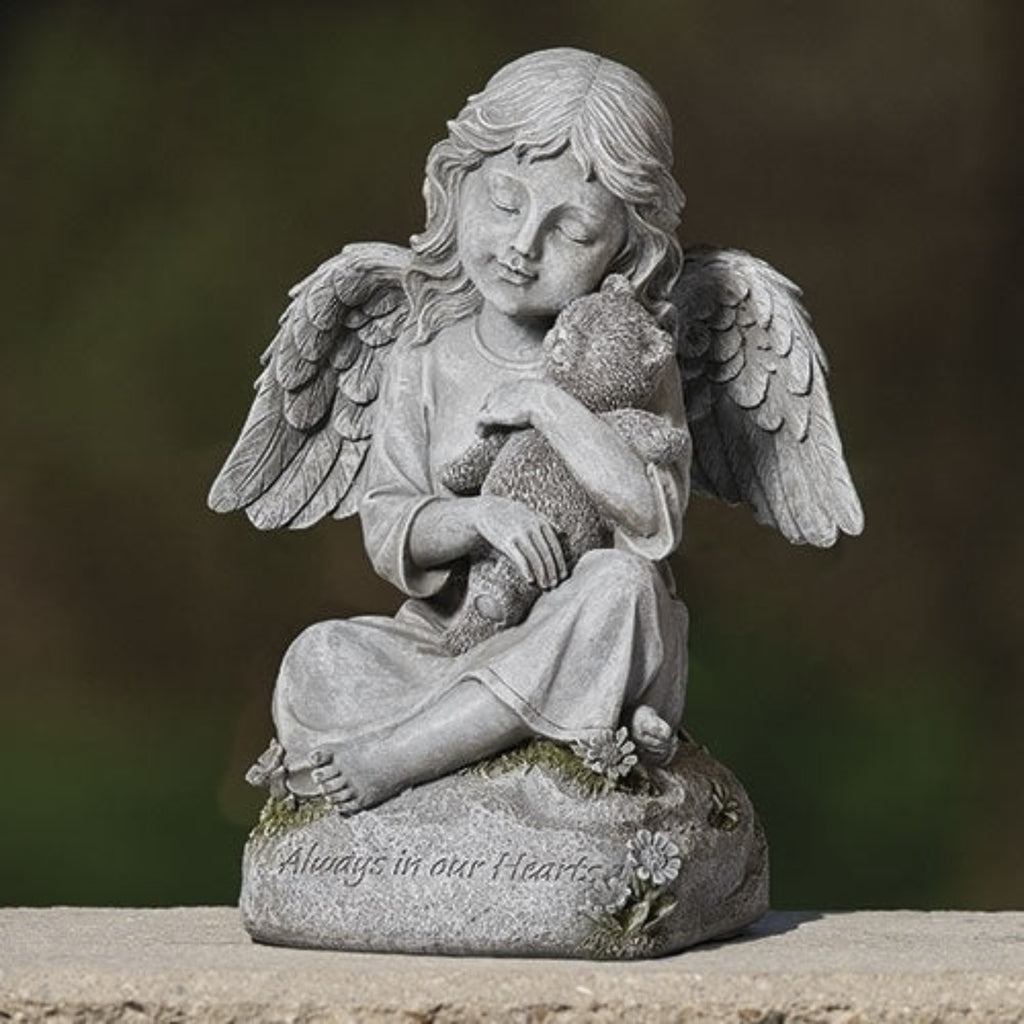 Angel With Teddy Bear Memorial Statue