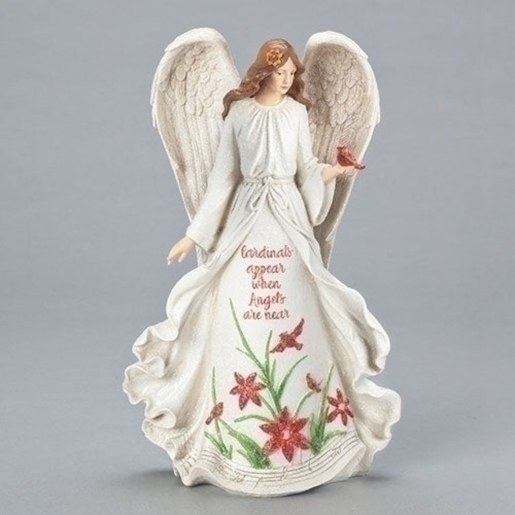 Angel with Cardinal Poinsettia Statue