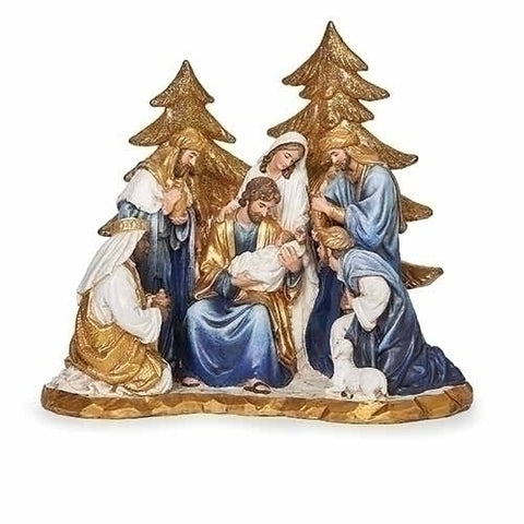 Nativity Scene In Gold and Blue