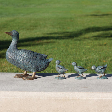 Duck with Ducklings Garden Statue 4 Piece Set