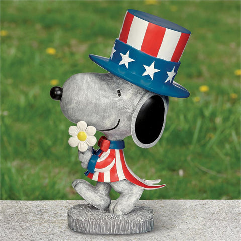 Patriotic Snoopy Garden Statue Peanuts 12 Inch