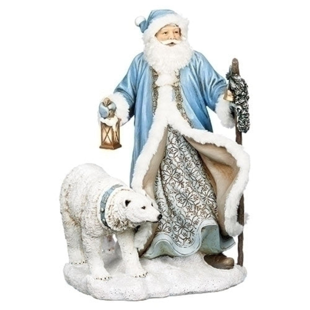Santa Claus With Polar Bear With Light 
