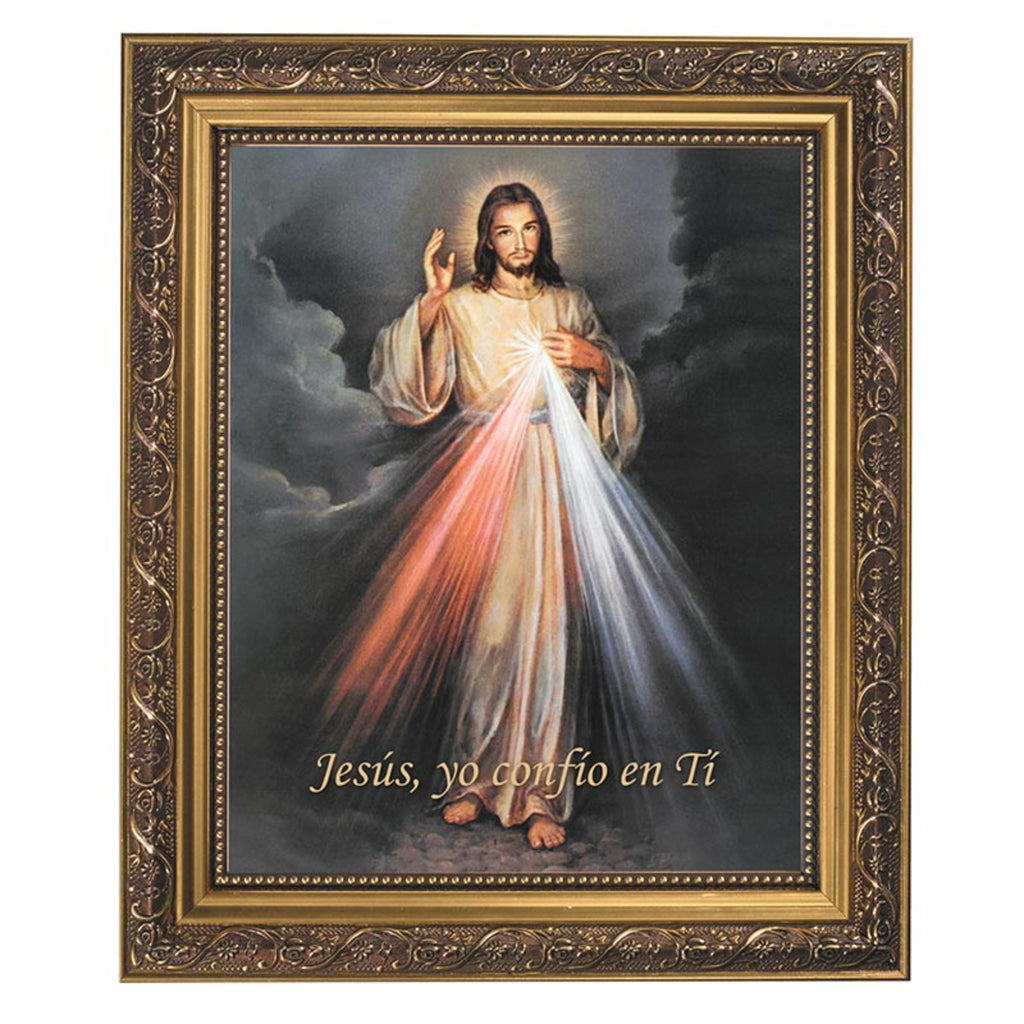 The Divine Of Jesus  Spanish Print Ornate Gold Frame With Glass