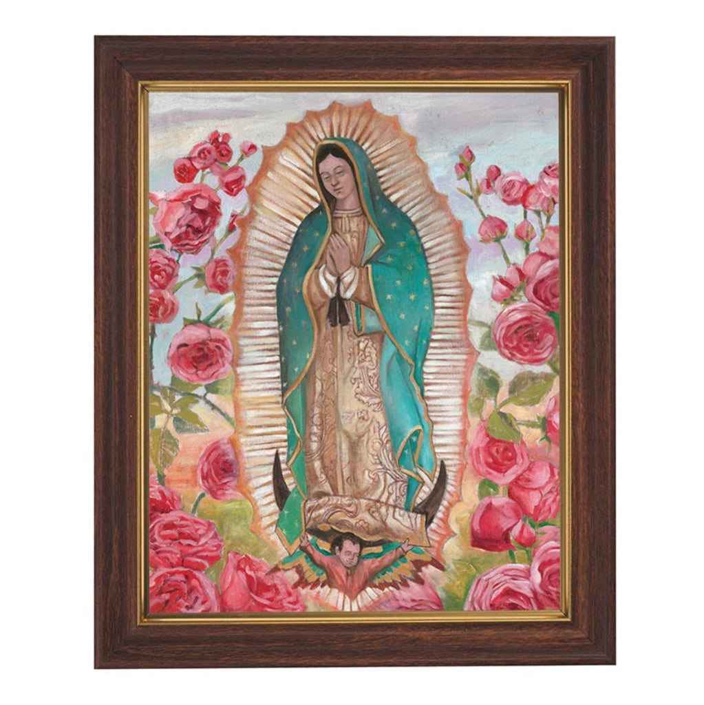 Our Lady Of Guadalupe Roses Print in Woodtone Frame