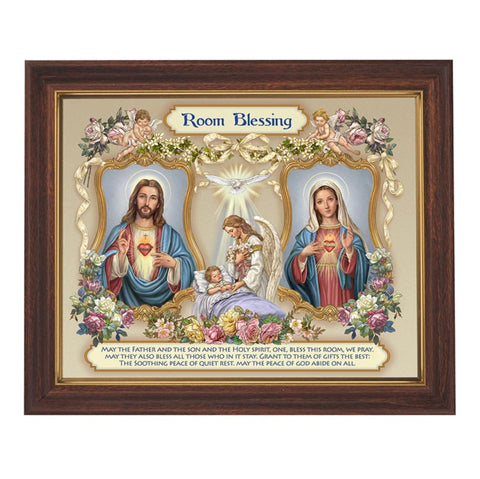 Baby Room Blessing Print in Frame With Jesus and Mary
