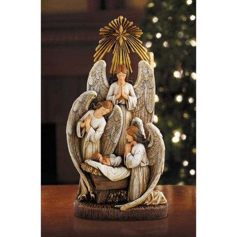 Angels In Adoration Figure With Baby Jesus