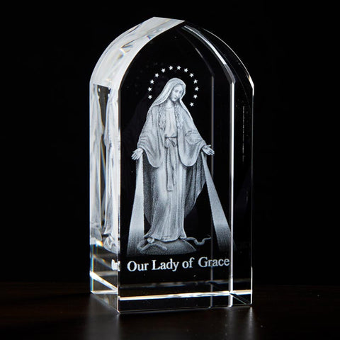 Madonna Our Lady Of Grace Etched Glass