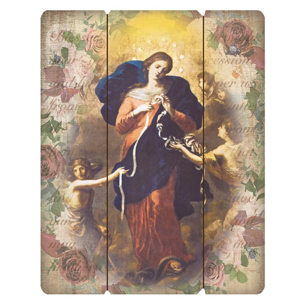 Our Lady Of Knots Undoer Untier of Sins Print Wood Pallet Wall Plaque