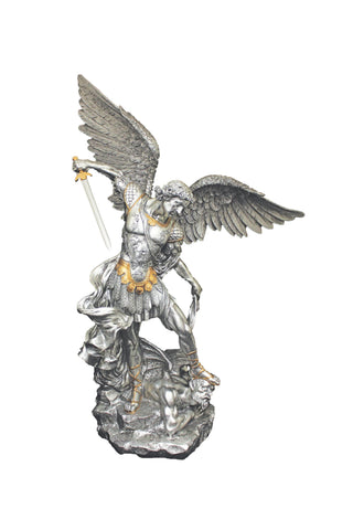 Saint Michael Statue Pewter Style 21 Inch