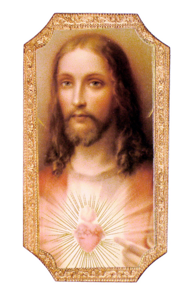 Sacred Heart Of Jesus florentine wooden plaque.